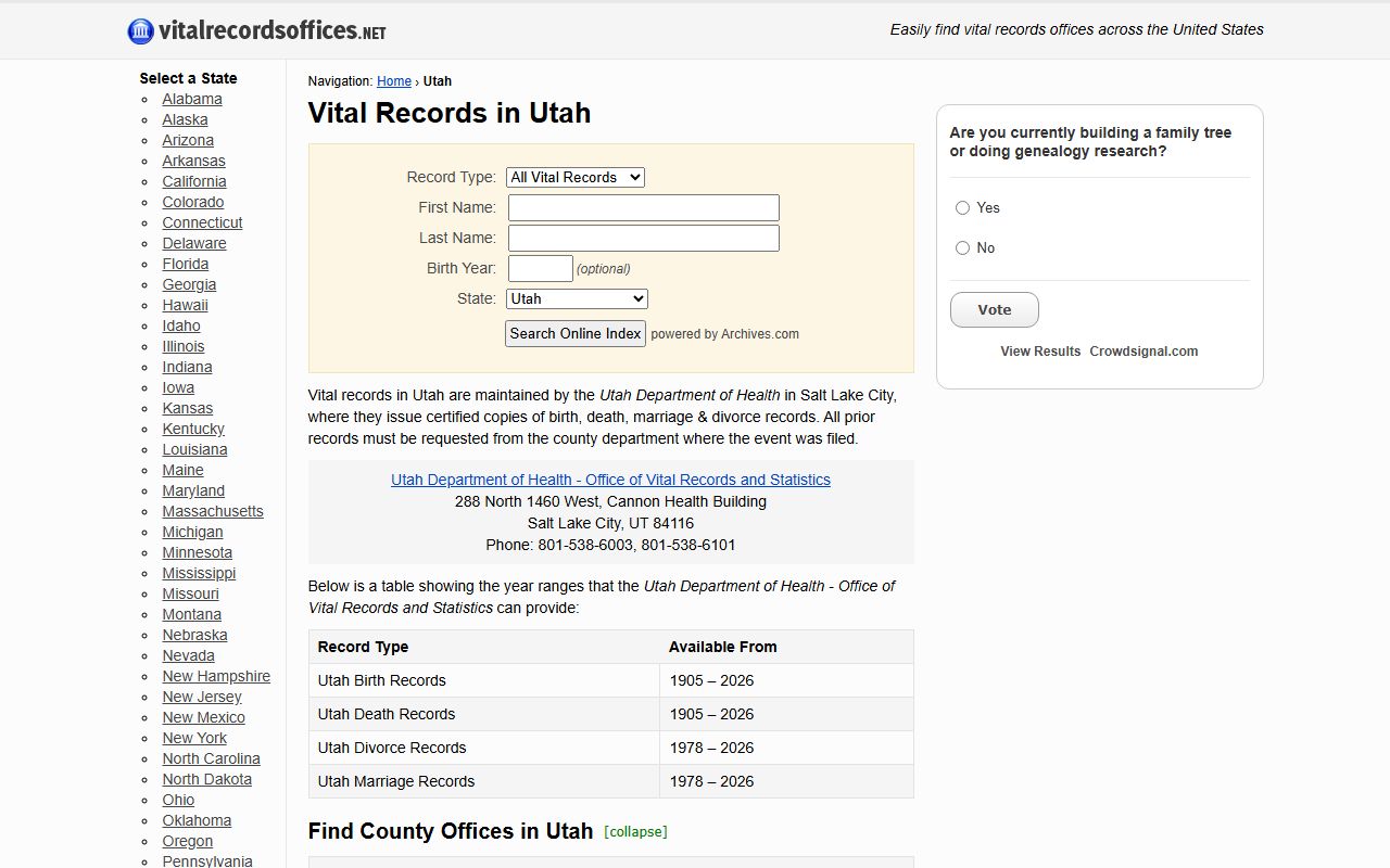 Davis County Clerk vital records for Layton death records and certificates
