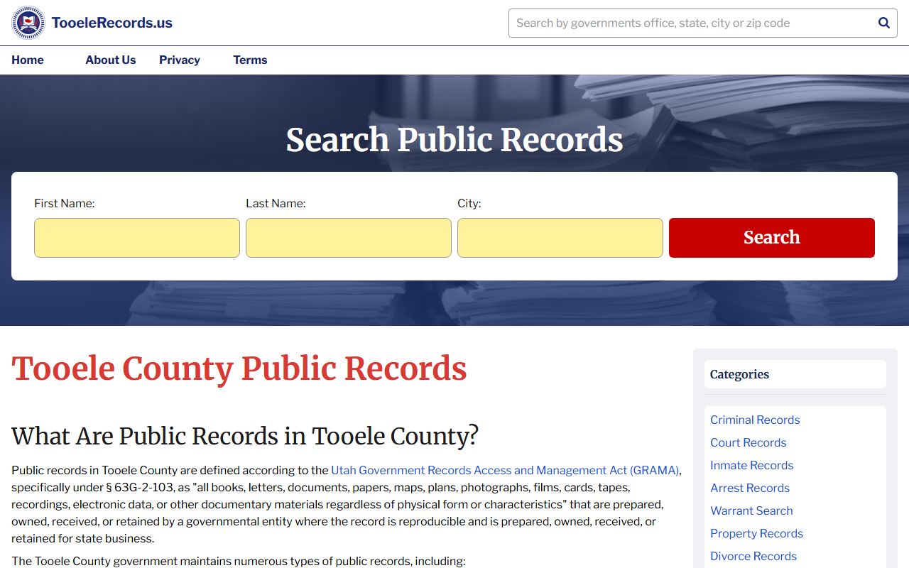 Tooele County death records online ordering and request options