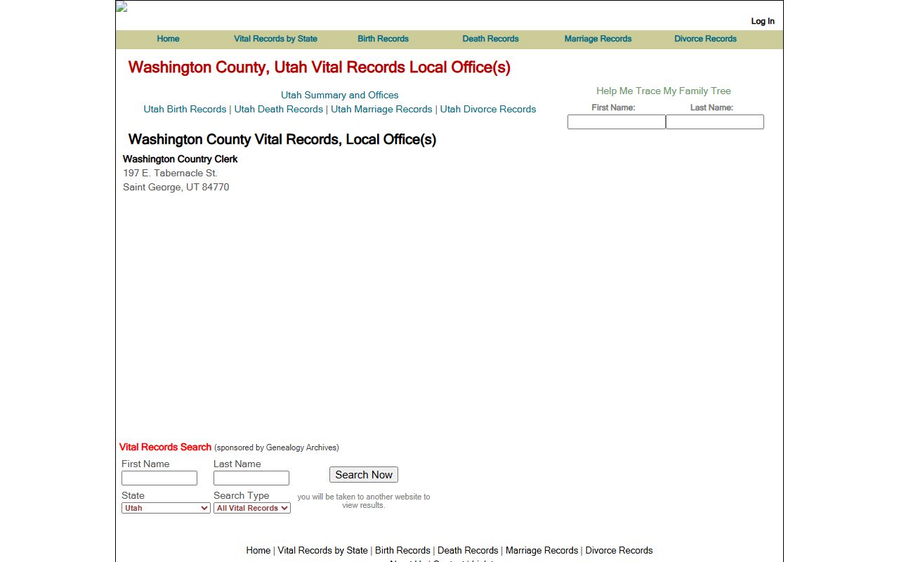 Washington County death records ordering and vital statistics