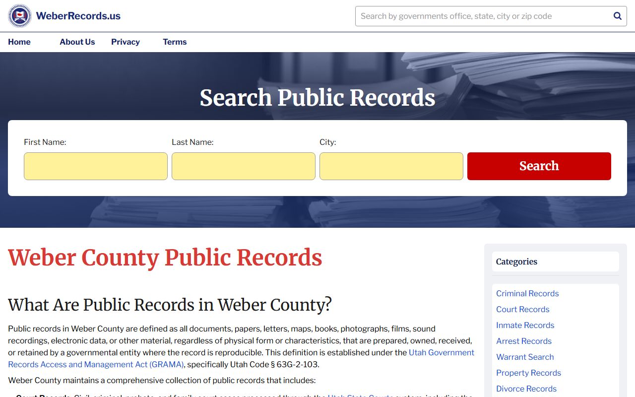 Weber County public records and death records resources