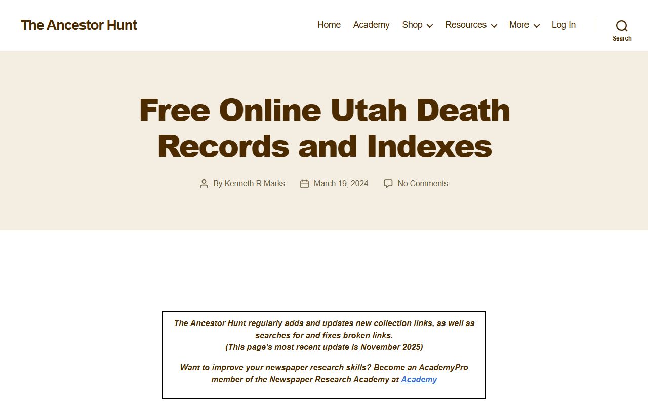 Utah death records free online indexes and digital images